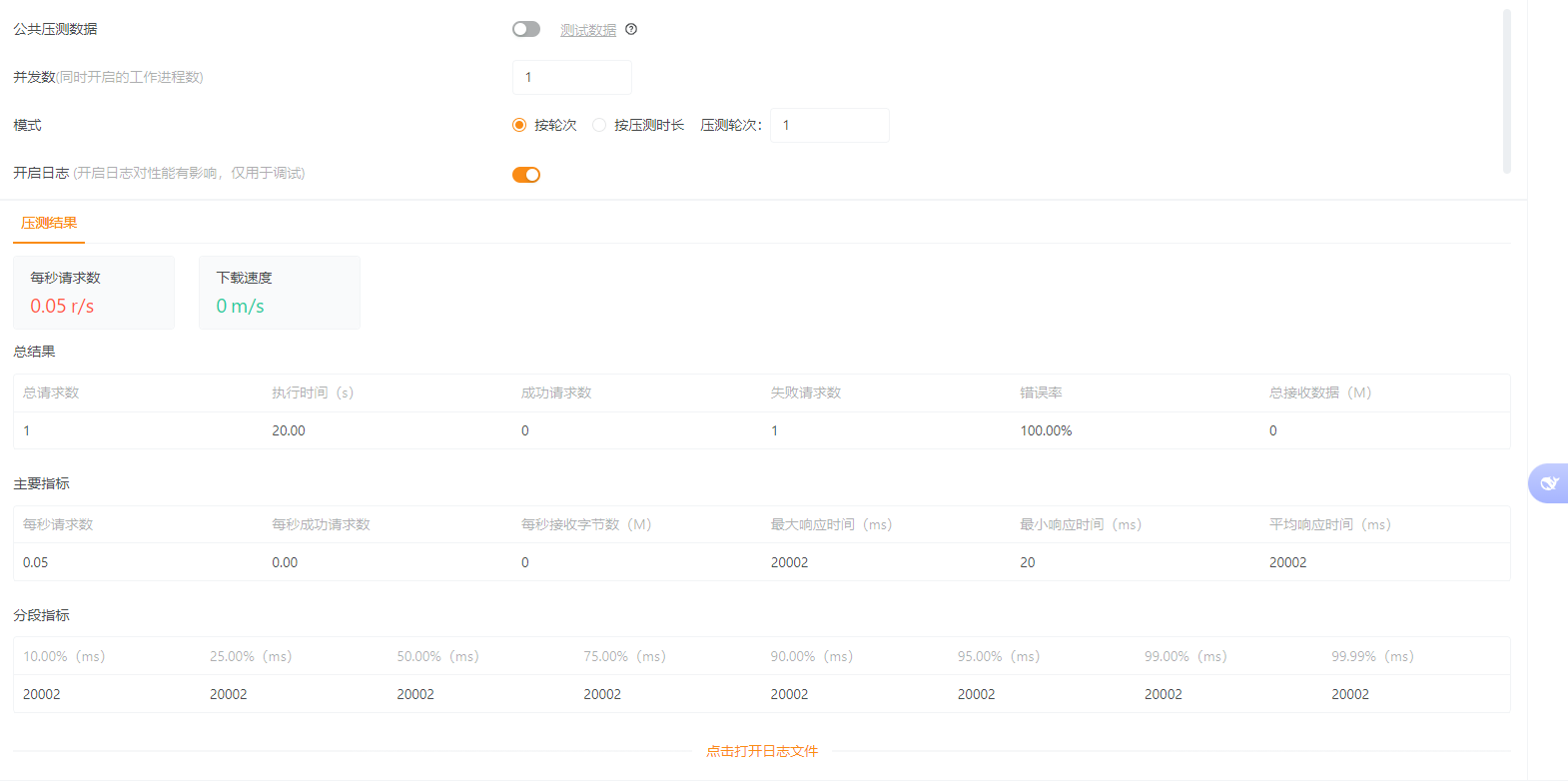 压测超时时间不生效