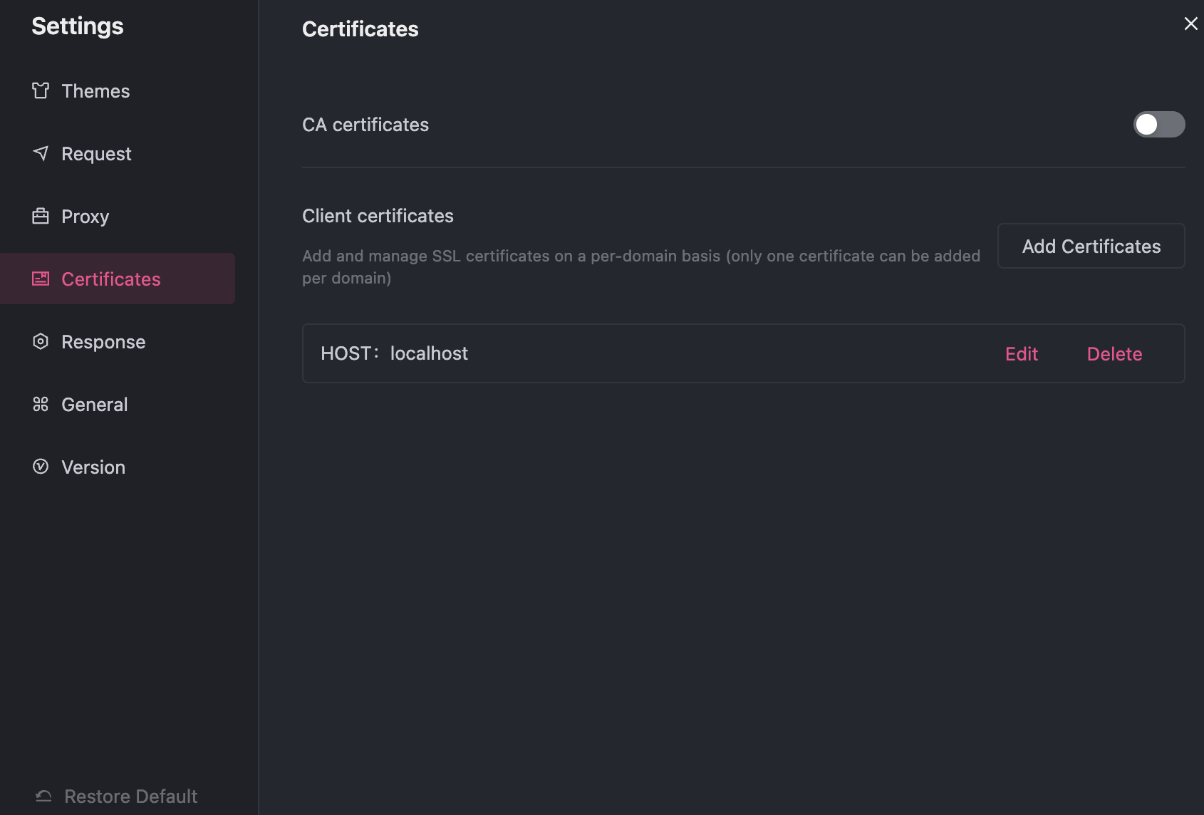 client certificates设置界面能否设置开关啊 测试的只能测试开的不能测试关的